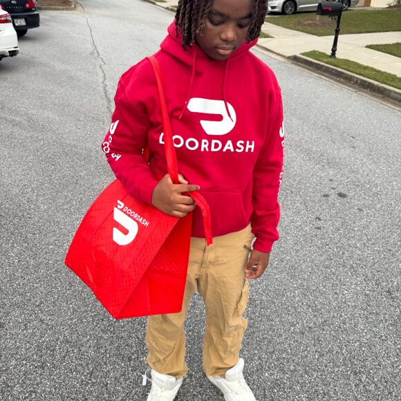 Reflective DoorDash Delivery Driver Hoodie Red Door Dash - Picture 5 of 15